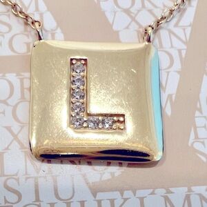 New Initial 18Karat Gold Plated. “L” Necklace Crystal L Great Alone or Together
